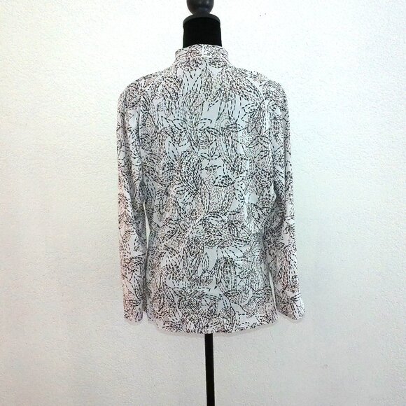 Rebound, White/black floral V-neck blouse, with gray glitters design - Picture 7 of 7